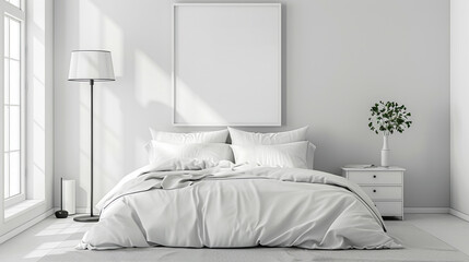 Bright and airy bedroom with comfortable bed and modern decor