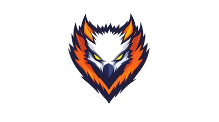Naklejka premium Fierce White Eagle Mascot Logo with Orange and Black Flames