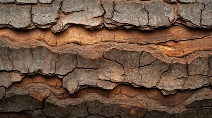 Close-up of Rough Tree Bark with Deep Grooves