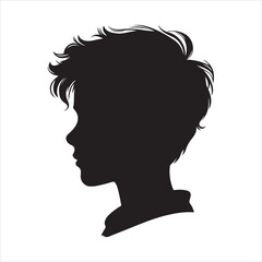 Child boy face silhouette on white background
