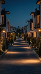 Fototapeta premium Nighttime Illumination of Scenic Townhome Villas