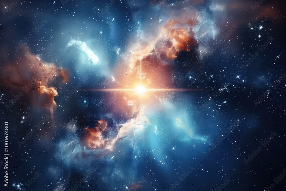 Wall mural a colorful space scene with a purple cloud in the middle. generative ai image