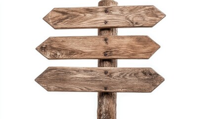 Empty Wooden Signpost with Five Arrows for Direction