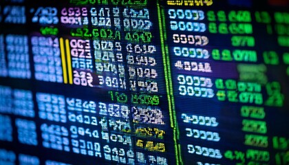 Various numbers displayed on a digital screen, symbolizing data, statistics, and measurement.