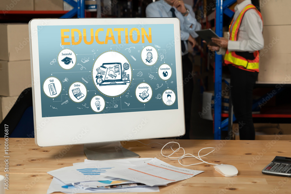 Poster e-learning website with sofware for student to study online on the internet network snugly