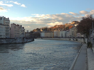 Obraz premium Sunset in Lyon - France - Saône River