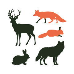 Silhouette of forest animals