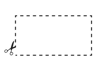 Cut Your coupon for sale black illustration for business or art. Dotted line. Vector icon in flat style