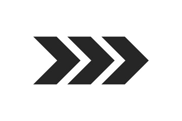Scroll, next, swipe arrow with 3 elements isolated black illustration for UI. Vector icon in flat style