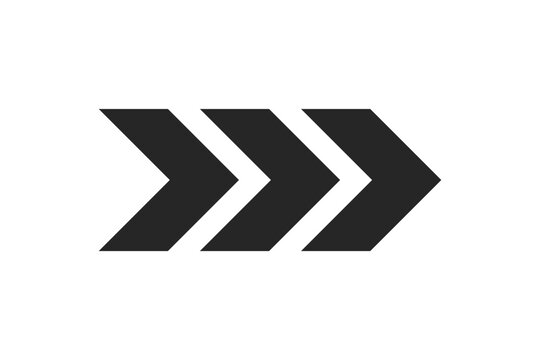 Scroll, next, swipe arrow with 3 elements isolated black illustration for UI. Vector icon in flat style