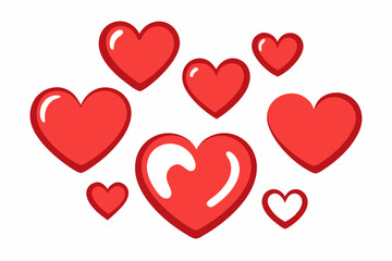 Heart vector icons. Set of love symbols isolated on transparent background.