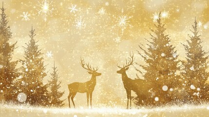 Elegant Golden Backdrop with Deer Silhouettes