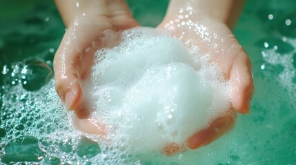 Hands with Bubbles in Clean Water