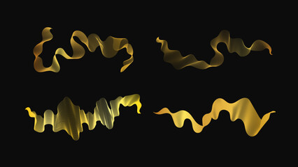 Set of abstract backdrops with luxury golden waves