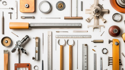 Fototapeta premium Depict precision tools like calipers, rulers, microscopes, or drafting instruments, symbolizing how specificity is crucial in crafts, construction, and scientific discovery 