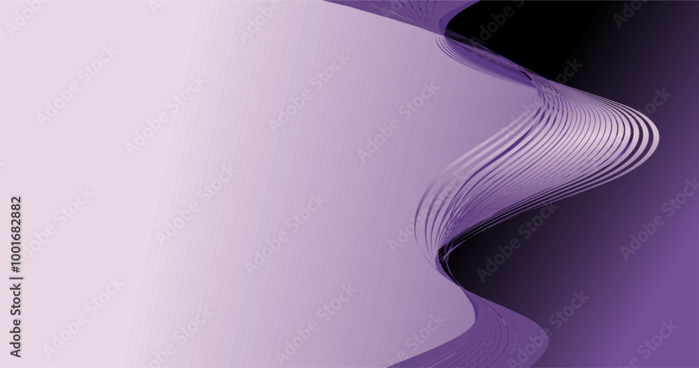 Poster the composition is an empty space with light purple violet gradient colors and curved lines that giv