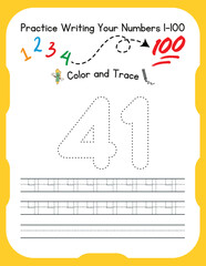 Number tracing Worksheets for kids 
