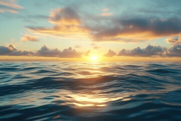 Obraz premium Serene Sunset Over Calm Ocean Waves