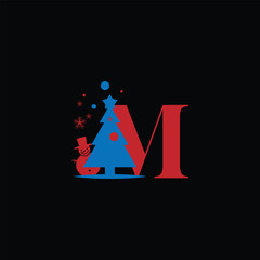 Christmas Tree Logo Symbol With Letter M