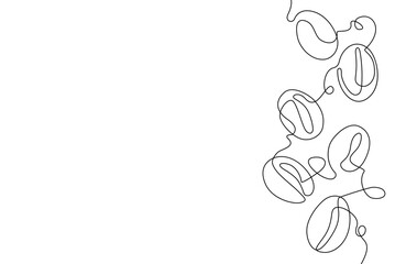 Vertical illustration with coffee beans. Linear art. Vector illustration.