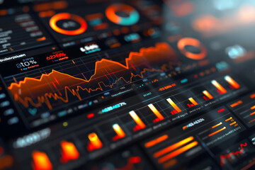 Close view of a digital financial dashboard highlighting drastic market shifts, a modern take on economic analysis