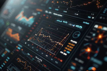 Close view of a digital financial dashboard highlighting drastic market shifts, a modern take on economic analysis