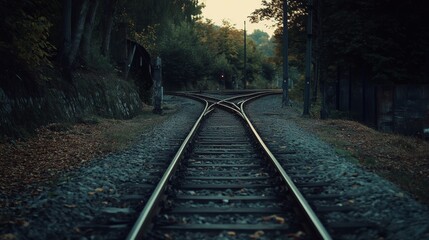Naklejka premium This is a train track where two lines meet.