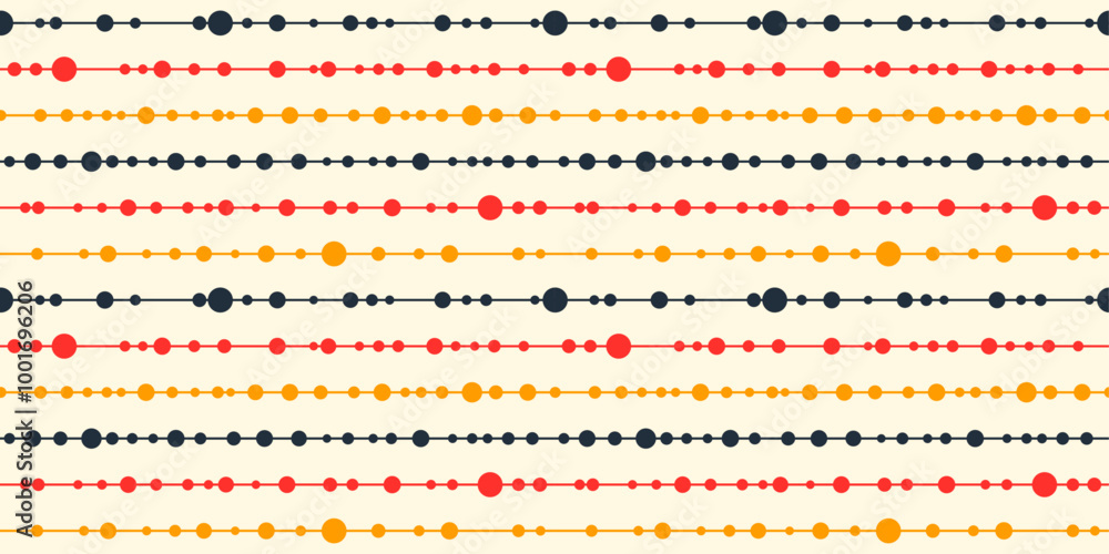 Aufkleber A multi-colored background of dots connected in a continuous row with a line. A pattern of dots in rows.