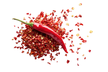 Crushed Red Chili Pepper Isolated on Transparent Background 