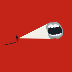 Bossing or bullying at work business vector concept. Symbol of stress, harassment, abuse. Minimal design eps10 illustration.