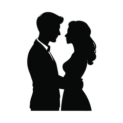 a black silhouette of a man and a woman in a romantic embrace