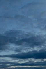Unusual dark pink layered stratus clouds, skyscape.