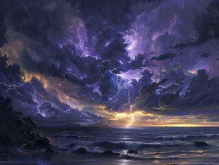 Fototapeta premium Captivating energy-Glowing lightning electrifies