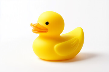 Fototapeta premium Yellow rubber ducks on white background