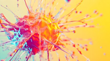A close-up view of a quantum particle simulation in vibrant colors, illustrating the principles of quantum entanglement against a light solid color background