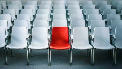rows of red chairs