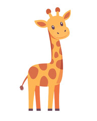 Obraz premium Baby giraffe standing proud and tall. Wildlife illustration isolated on a white background.