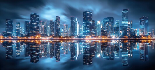 An expansive cityscape at night