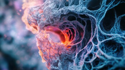 Fototapeta premium Mesmerizing Abstract Microcosm: A Vibrant Exploration of Organic Structures and Colors