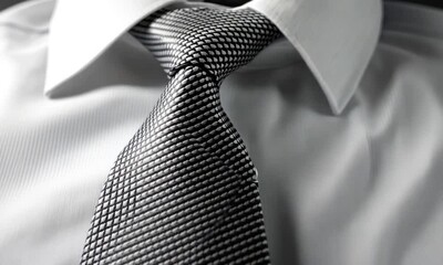 Close-up of a formal shirt and tie, showcasing elegance and style.