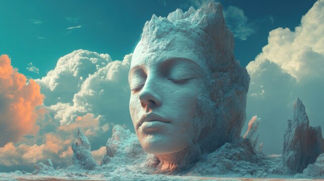 Ethereal Surrealism: A Dreamlike Exploration of Consciousness in a Majestic Landscape