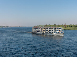Cruise sailing on the great Nile River in Egypt.