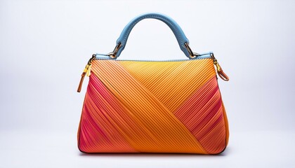 designer handbag with sharp lines and bold colors, isolated on white background 