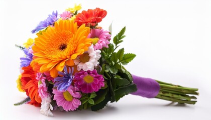 flower bouquet with vibrant colors, isolated on a white background
