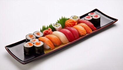 sushi platter with vibrant colors, isolated on a white backdrop