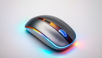 wireless mouse with glowing accents, placed on a bright white background