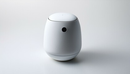 Virtual assistant device in minimalist form on a white surface