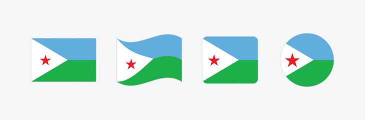 Vector Djibouti flag. Set of Djibouti Flags Collection. 
