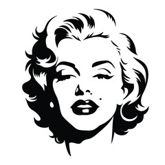 Woman face vector silhouette, isolated white background