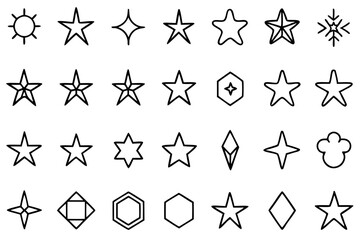 Stars line art icon. Vector four-pointed star for logo, social media stories